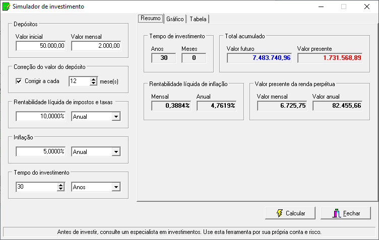 Simulador de investimento - Resumo