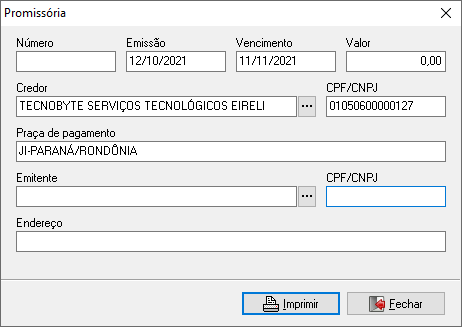 Emissor de promissórias