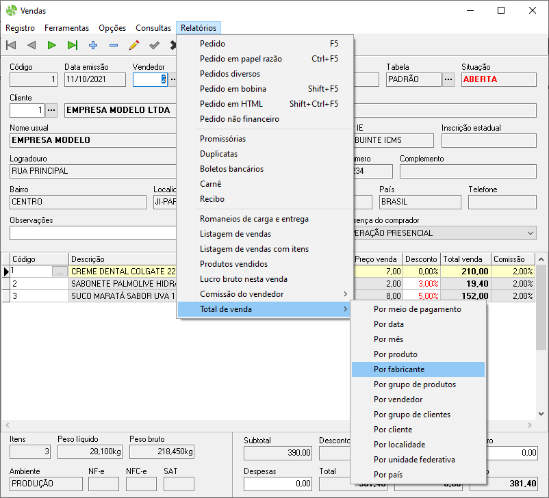 Vendas - Relatórios